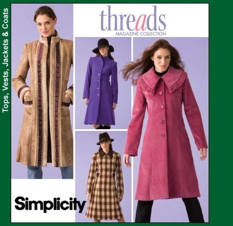 Simplicity 4033 Threads Magazine Collection Coats Sizes 6,8,10,12,14