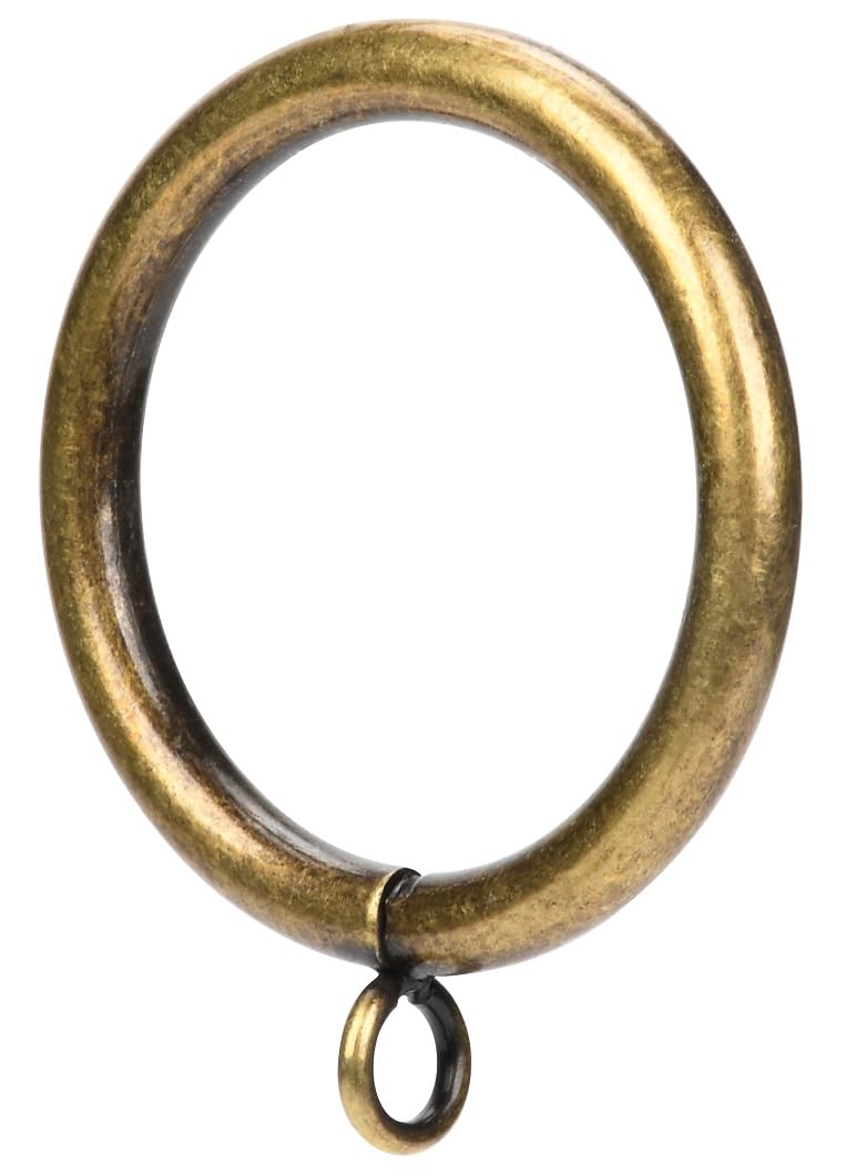 Curtain Ring Metal 42-Pcs 1.75 Inch Inner Diameter with Eyelets Fit Up to 1.5 Inch Rod Large Wire Diameter (Antique Brass-42pcs)