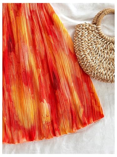 Floerns Women's Tie Dye A Line Flowy Halter Mini Dress Sleeveless Ruched Flare Hem Sundresses4