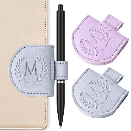 Vane Oak Personalized Magnetic Bookmark Pen Holder 2 Pcs Letter Custom Book Mark Journal Clip Gifts for Book Lovers Reading Women Blue & Purple Letter M