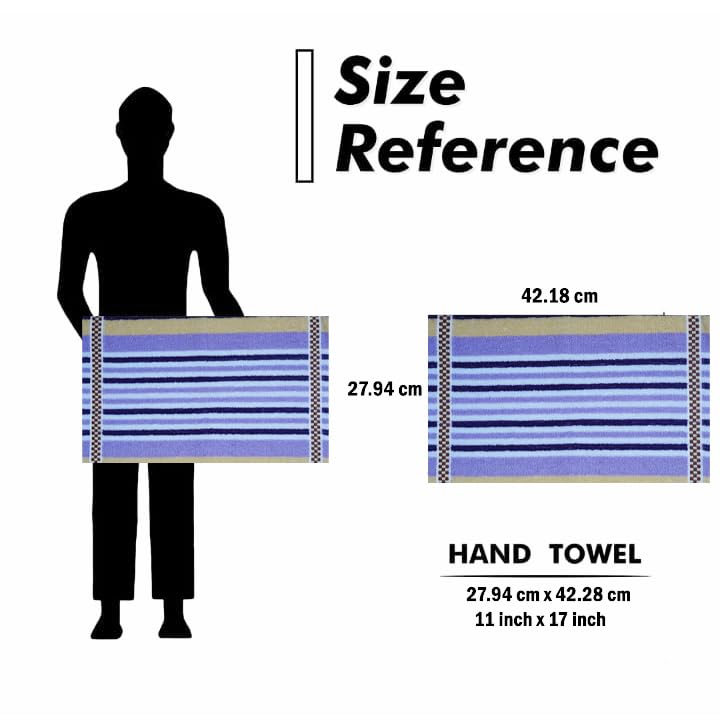 Image of Space Fly 500 GSM Cotton Hand Towels 11x17 Inch - Pack of 1 Soft & Absorbent Striped Face Towels - Quick Dry, Lightweight, Skin-Friendly - for Kitchen, Gym, Bath, Travel