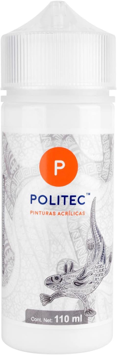 Politec Pinturas Acrílicas Colores Primarios y Secundarios + Blanco y Negro 8 x 110 ml Premium, Set de Colores para Pintar en Lienzo, Madera, Papel, Piedra y Manualidades