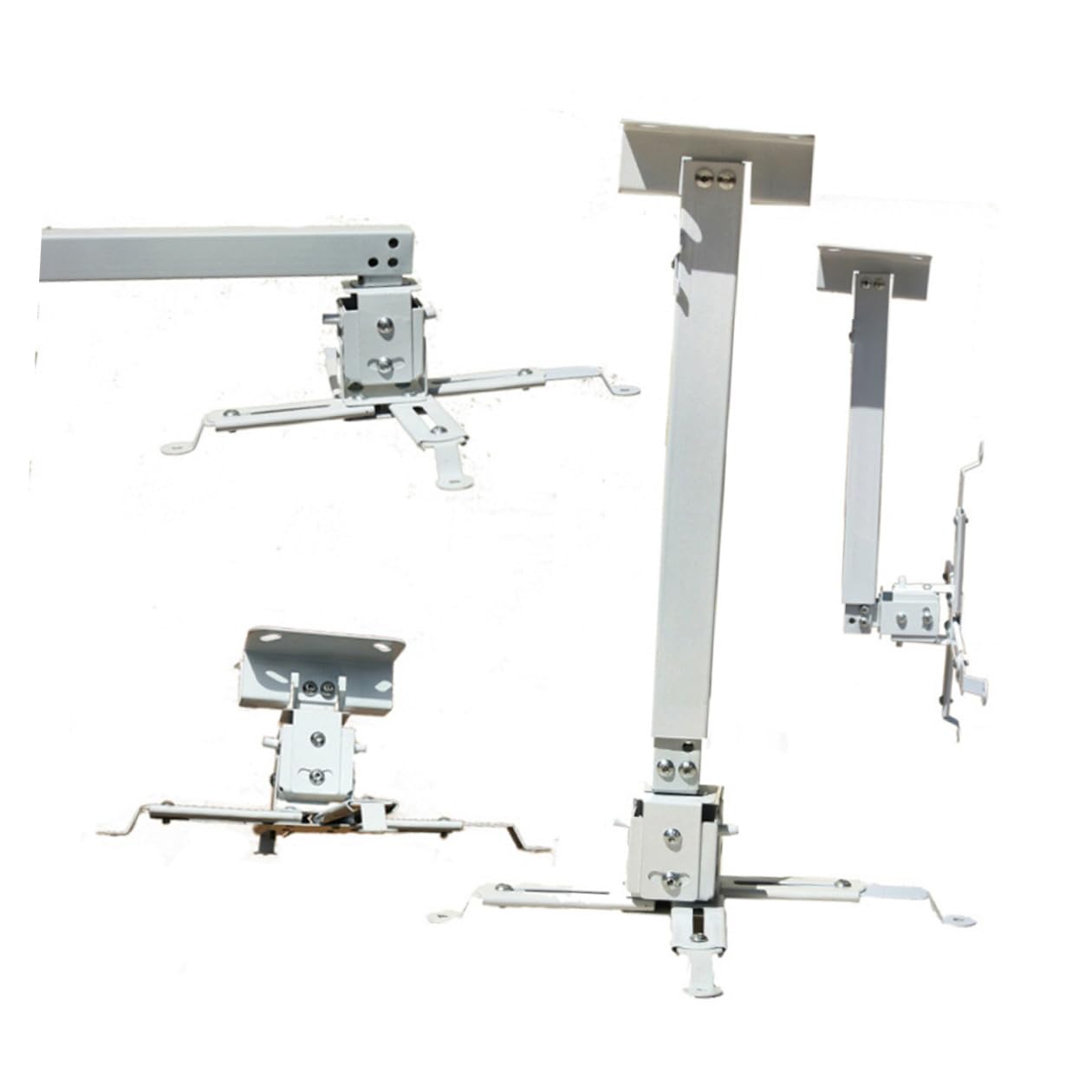 Supporto per Proiettore da Soffitto in Ferro Bracci Doppi Articolati Regolabili, Portata 15kg, Piastra da Soffitto, per Proiettori LED Orientabili