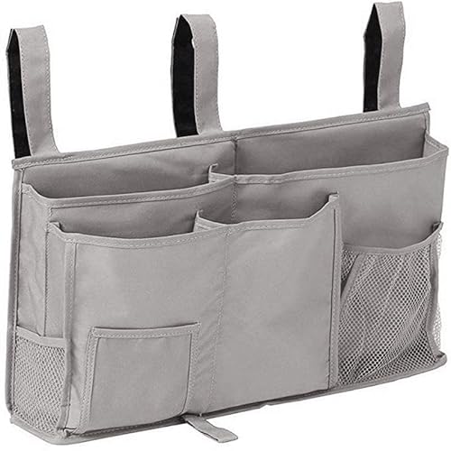 BlazeNex Surblue - Organizer per letto sospeso - Verde fresco tessuto Oxford 8 tasche Multifunzionale per letti ospedalieri lettini a castello, dormitorio universitario, lettino da campeggio (grigio
