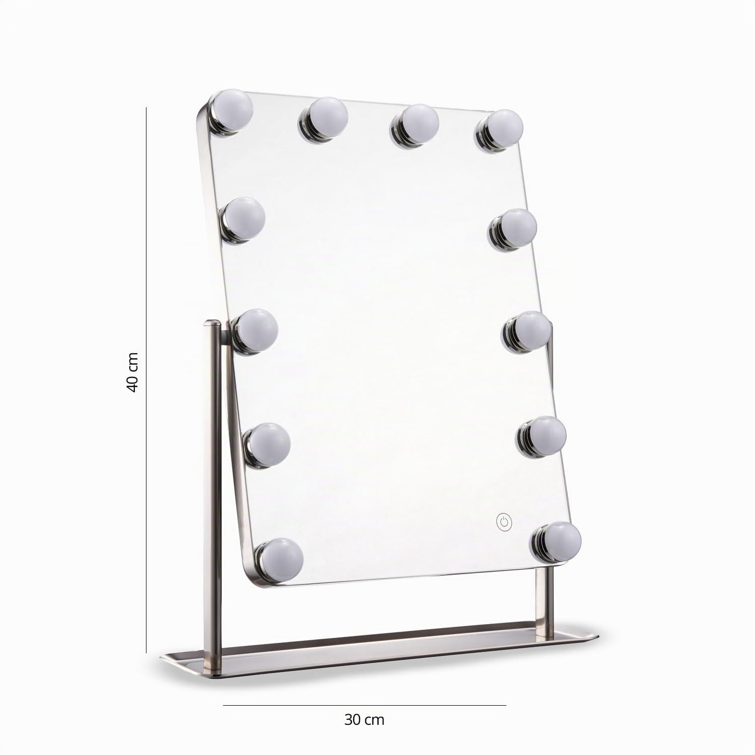 FLINQ Hollywood Miroir avec éclairage - Miroir de Table Rotatif à 360° pour Coiffeuse - Miroir cosmétique avec 3 Modes d'éclairage - 12 LED à intensité Variable - Miroir de Maquillage 38 x 46,2 cm