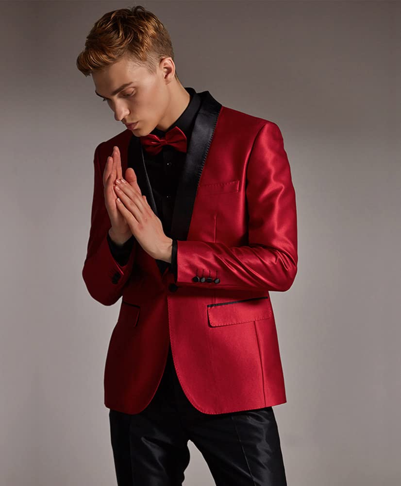 Uomo Scialle Risvolto Vestito Un Pulsante Giacca Pantaloni Business Casual Smoking