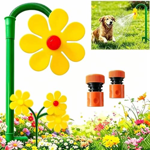 Crazy Daisy Sprinkler 360 Rasensprinkler Tanzende Blume Rasensprinkler Tanzende Blume Geeignet für Gärten und Außenbereiche(Yellow)