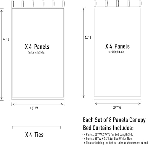 Miniatura 9 de Cortinas transparentes para cama King, Queen, matrimonial y individual, toldos y cortinas de 4 esquinas para cama, cortinas con dosel, cortinas