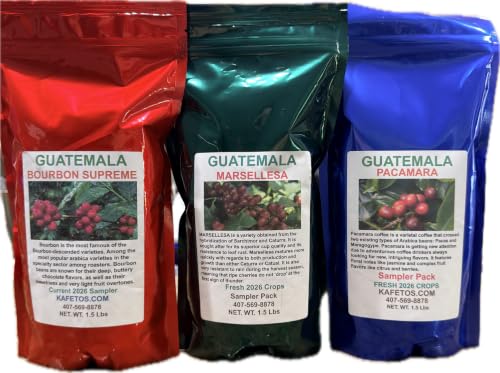 4.5 lbs Varietal Pack- Bourbon, Pacamara, Marsellesa - Unroasted Specialty Green Coffee Beans Single Origin, Farm to Table From Guatemala