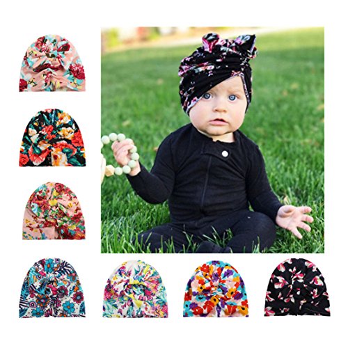 CHSEEA 9 Pieces Baby Hat Newborn Elastic Stretch Turban Toddler Headbands Super Soft Baby Boys Girls Knot Headband