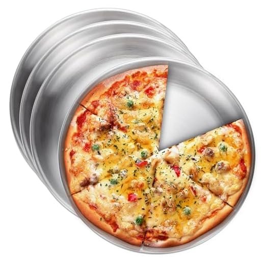 GOMETY 4 teglie rotonde per pizza in acciaio inox, 30 cm, in acciaio al carbonio rivestito, per pizza, sane e atossiche, facili da pulire e lavabili in lavastoviglie
