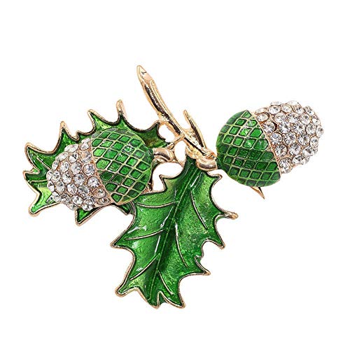 HUANGHUA Hojas Verdes Unisex Broche De Avellana Rhinestone Broche Decoración Ropa Bufanda Accesorios