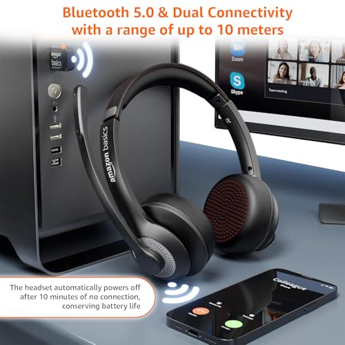 Image of Amazon Basics Pro Series Noise Cancellation Tri Mode On-Ear PC Headphone with Mic | 2.4 GHz Wireless | Bluetooth | Wired Connection | 30 Hours Playtime | 30 mm Driver | Type-C Charging Port (Black)