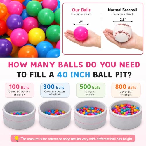 Image of Goaste 100 Pack Small Ball Pit Balls for Kids, 2 Inch Plastic Playpen Balls with Storage Bag, Multi-Colored Bounce House Balls Crush Proof, BPA Free Swim Pit Fun Toy for Playhouse, Tent (7 Colors)
