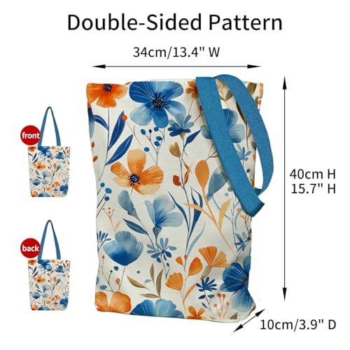 Image of itgowisa Canvas Tote Bag with Zipper Pocket, Reusable Grocery Bag for Daily