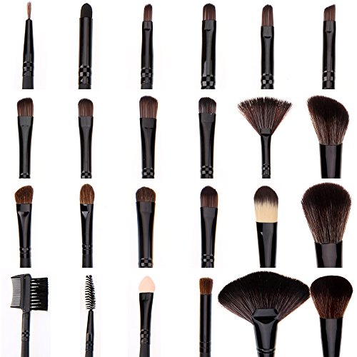 ACEVIVI Makeup Brushes Set Premium Makeup Brush Kit Handle Synthetic Kabuki Foundation Cosmetic Brushes for Powder Liquid Cream Black 24 PCS