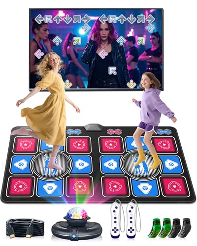 GREENTREEN Tapis de Danse pour Enfants et Adultes: Tapis de Jeu Électronique Double avec Caméra 3D et Manettes sans Fil - 150+ Chansons et 70+ Jeux de Rythme pour Fitness Fille et Garçon 6 Ans+
