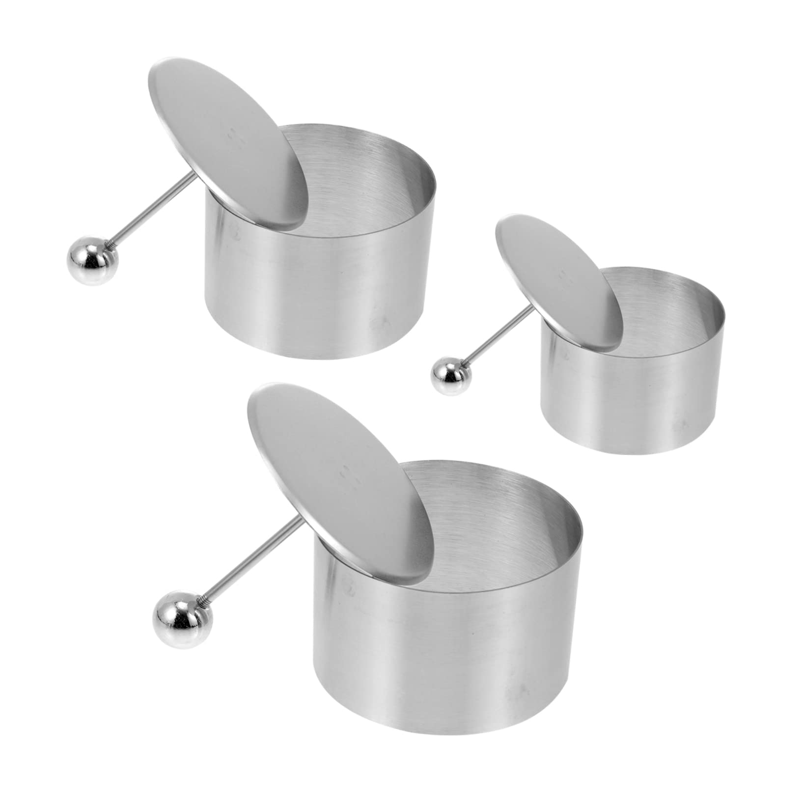 Mikinona 3 Sets Sturdy Stainless Steel Round Cold Dish Molds Utensils for Cold Dish Decoration and Food Presentation for Rice Balls Pastries and Desserts