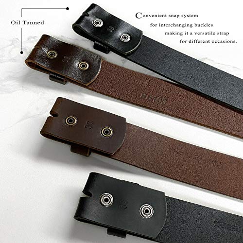 One Piece Full Grain Buffalo/Oil Tanned Leather Belt Strap or Belt, 1-1/2" (38mm) & 1-3/8"(35mm) Wide3