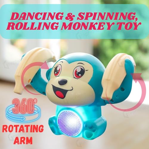 Image of GRAPHENE Dancing and Spinning Voice Control Monkey Toy with Light and Sound, Interactive Baby Toy with Crawling Feature, Cute Banana Monkey, for Kids for Music, Fun & Learnings