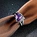 QOBEBOTA Engagement Rings for Women Purple Amethyst Heart Zircon Promise Rings for Her Womens Rings Black Gold Gothic Rings Birthday Gifts Wedding Rings Size 8 Ring Statement Rings for Women