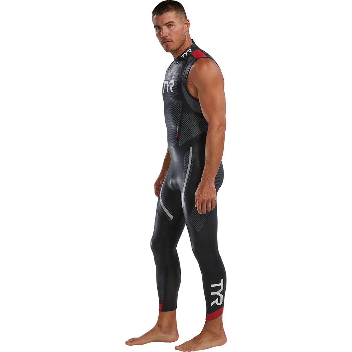 TYR HCAFSM6A717S Menã†S Hurricane Wetsuit Cat 5 Sleeveless Silver/RED S