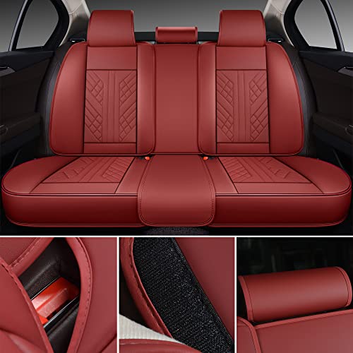 Image of GXT Deluxe Faux Leather Full Coverage Car Seat Cover Anti-Slip Universal Fits for Sedans SUV Pick-up Truck with Headrests,Interior Accessories(Red)