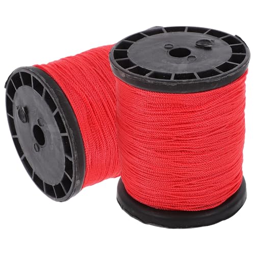 Hilo torcido de nylon Operitacx para albañilería y jardinería, cuerda resistente, 2 rollos, hilo de nylon rojo para trabajos de construcción y albañilería, 0.195kg cada uno