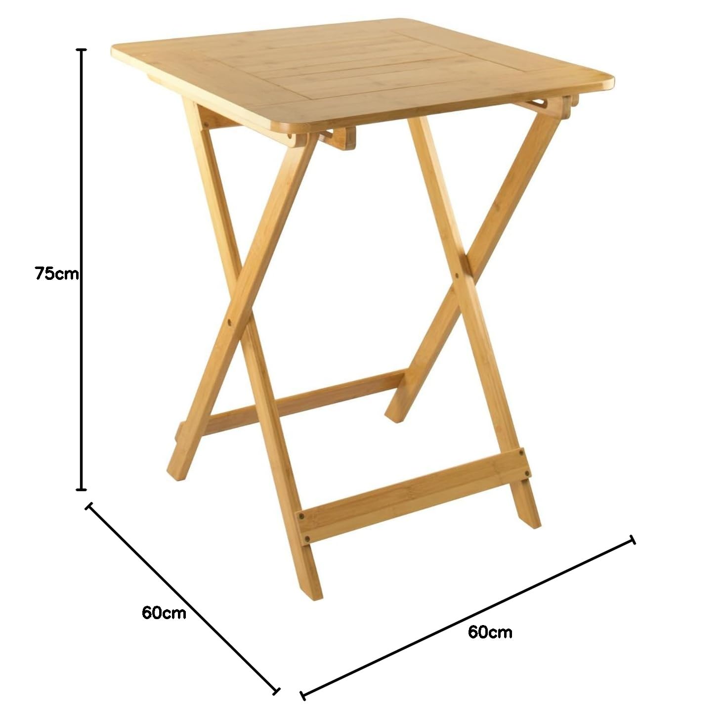 7H SEVEN HOUSE Mesa Plegable de Bambú Barnizada Biano 60x60x75cm 7house
