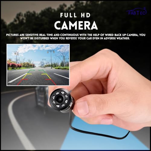 Image of FABTEC 5 Inch TFT LCD Car Rear View Monitor Screen with 8 LED Night Vision Parking Camera Combo | Universal Reverse Parking Camera System for Car, SUV & Hatchback | HD Backup Camera Kit