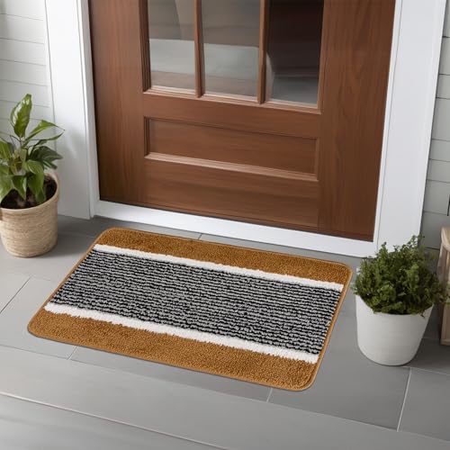 Image of Kuber Industries 16x24 Inch Anti-Skid Water-Absorbent Door Mats for Home | Durable Main Entrance Footmats for Bathroom, Living Room & Office | Micro Wings Lining - Golden