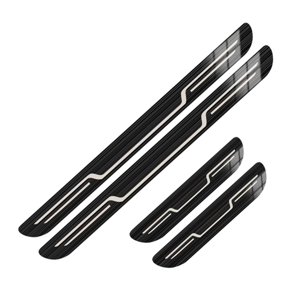 Ctpyoks 4 Pcs Car Door Sill Protectors For Opel Meriva A Bj.2003-2010, Stainless Steel Anti-Scratch Scuff Threshold Plates Kick Vehicle Entry Step Cover Styling Car Accessories,A/Black