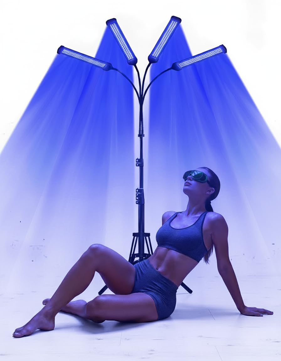 Bräunungslampe 60W Blaues Licht 460NM 490NM Solarium Gesicht Körper Doppelte Halterung 432 LEDs