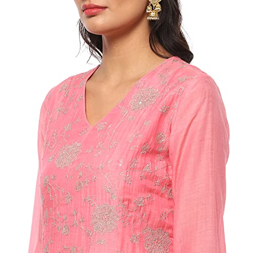 Image of BIBA Women Cotton Blend Kalidar Kurta Palazzo Suit Set