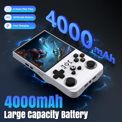 Image of R36MAX Retro Handheld Game Console, 128GB Retro Gaming Console with 4.0 Inch Screen, Portable Video Game Consoles with 4000mAh Battery and Multiple Emulators (128GB-White)
