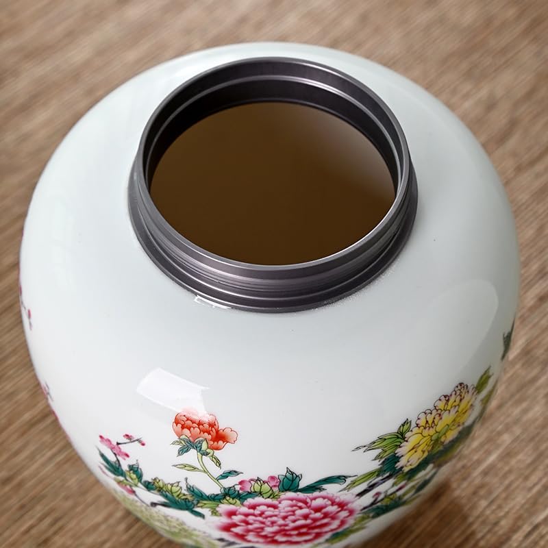 HLTYGWX Zestaw do herbaty Puszki z pokrywką Ceramiczne puszki na herbatę Zamknięte puszki Średnie puszki porcelanowe Puszki do przechowywania w gospodarstwie domowym Herbata Pu'er Czarna herbata