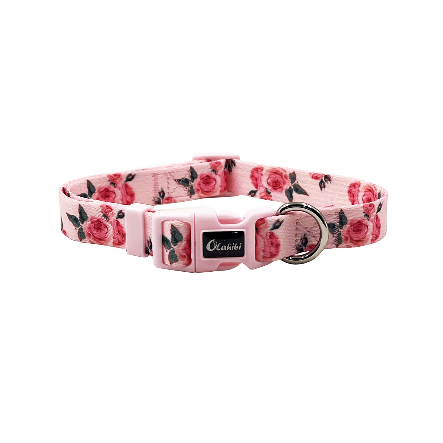 Olahibi Dog Collar and Leash Set, Cute Rose Pattern, Polyester Material, 5ft Leash, for Large Dogs.(L,Pink Rose) - Image 2