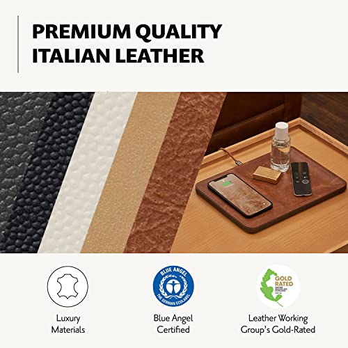 Courant Catch:3 Classics - Italian Leather Wireless Charger & Valet Tray - Qi-Certified, Compatible With Iphone 14, 13, 12, 11, Samsung Galaxy S23, S22, S21, S20, Note, Airpods, Airpods Pro (Black) #TOP2