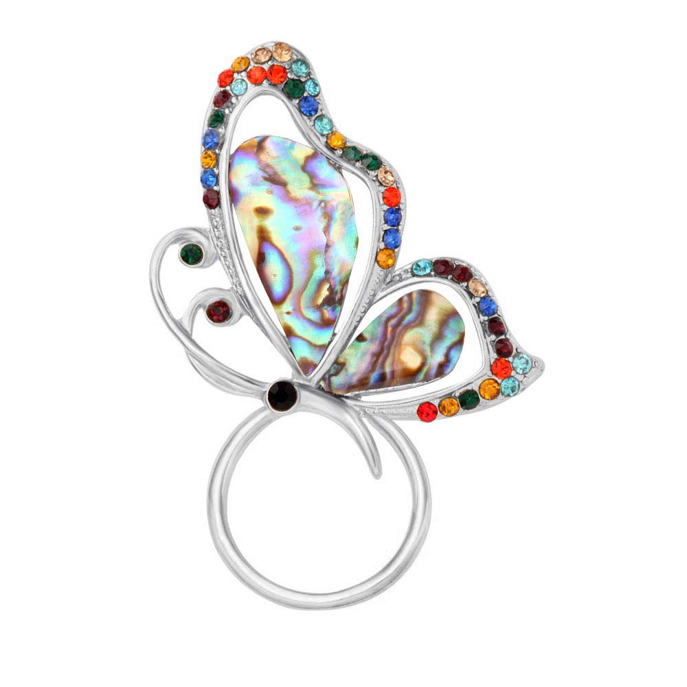 SENFAI Abalone Paua Shell Butterfly Magnet Brooch Eyeglass Holder