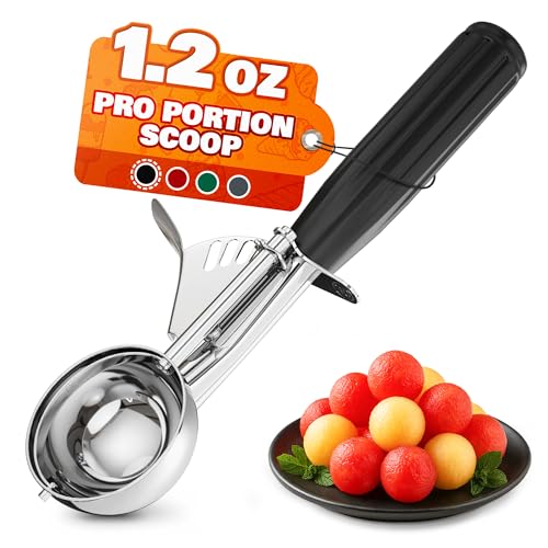 1 Oz Ice Cream Scoop with Trigger 30 - Versatile 1 Oz Scoop for Gelato, Cookie Dough Baking, Sorbet & Meatballs - Rust-Resistant Stainless Steel, Easy to Clean in Dishwasher, Non-Slip Handle