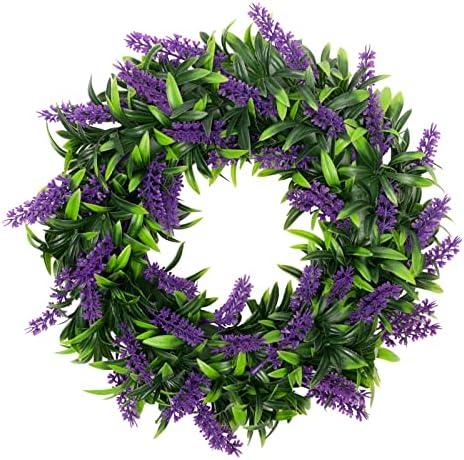Front Door Wreaths for Front Door Decor Lavender Mofeito 14 Inch Summer Door Wreath, Farmhouse Wall Patio Garden Greenery Wreath