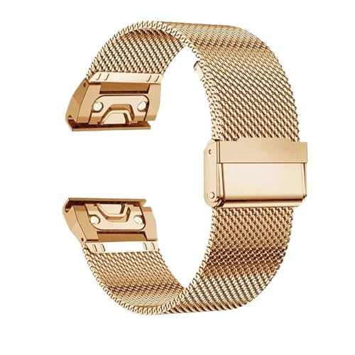 KDEGK 20/22/26mm Quick Fit Strap for Garmin Fenix 8 43 51mm 7s 7X 7 Pro Fenix 6s 6X 6 5s 5X 5Plus Tactix 7 Stainless Steel Band Forerunner 965 Watchbands(Rose gold,For Fenix 8 47mm)
