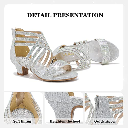 Image of LAURMOSA Little Girls Sandals High Heels Formal Shoes Open Toe Pump Sandals Glitter Party Wedding Shoes for Big Kids Toddler