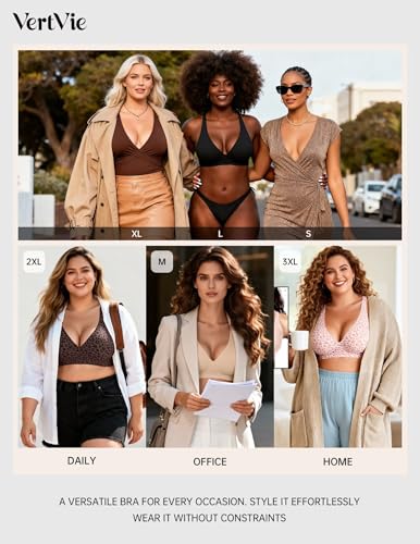 Image of Vertvie Jelly Wireless Bras for Women Push Up Plunge Seamless T-Shirt Bras No Underwire Supportive Full Coverage Bralettes
