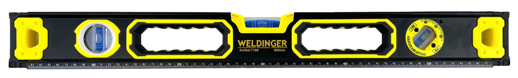 WELDINGER Wasserwaagen Set 230-1200 mm 5 Stück magnetisch Top View zwei Libellen