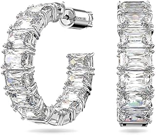 Swarovski Millenia Hoop Earrings, Octagon Cut Crystals in a Rhodium Plated Setting, from the Millenia Collection