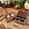 Personalised Cufflinks & Tie Clip Set with Stainless - Engraved with Your Custom Text - Gifts for Men Wedding Him,Husband,Bridegroom,Father,with Wooden Box #4