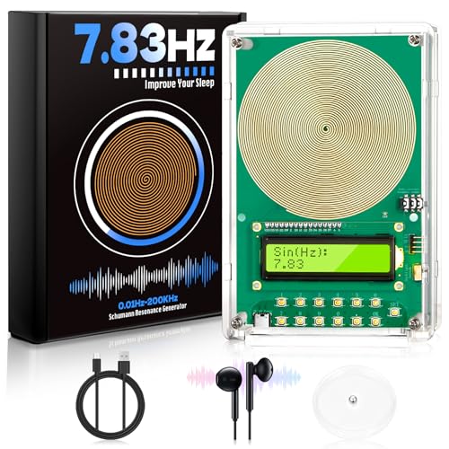 Générateur de fréquences Schumann 7,83 Hz réglable 0,1 Hz-200 kHz, avec écran et connexion USB - Générateur de fréquences pour l'aide au sommeil, portable pour...