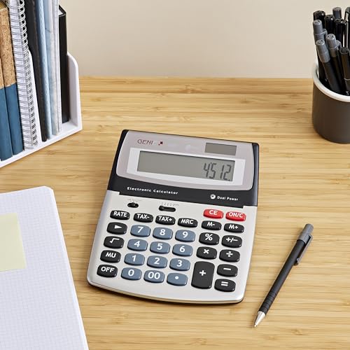 Genie 560 T 12-stelliger Design-Tischrechner (Dual-Power (Solar und Batterie); Jumbo-Display) silber / grau – Bild 5