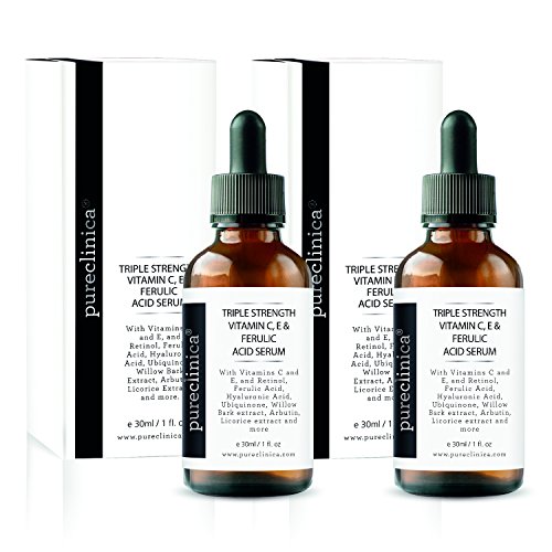 Triple Strength Vitamin C, E & Ferulic Acid Serum (w/Retinol & double weight Hyaluronic Acid) â€“ 30ml / 1 fl oz (2 bottles) Sku: VCEFASER30x2